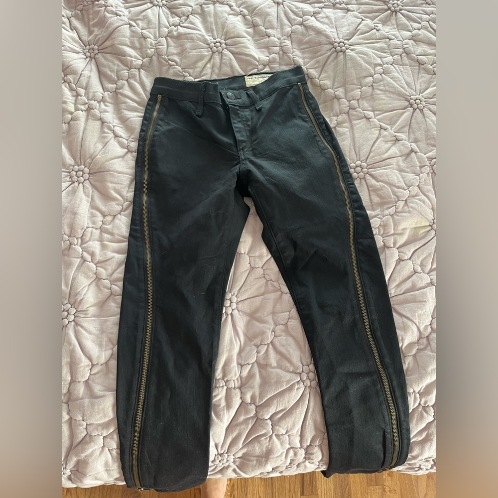 rag & bone Black Jeans with Zipper Detail Size 24